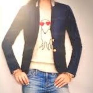 Rare! J. Crew Wool Dog w/ Heart Shaped Eyes Crew Neck Sweater, size M